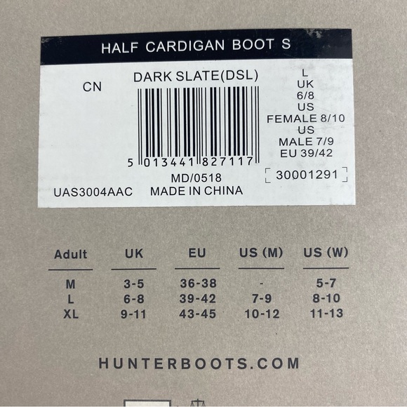 Hunter Original Tall Cardigan Boot Sock in Dark Slate - Size Large (Womens 8-10) - Picture 7 of 7